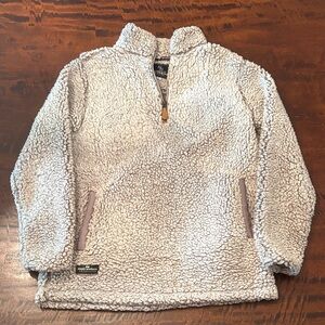 Simply Southern Cozy Sherpa Quarter-Zip Pullover - Light Gray